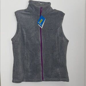 Columbia Charcoal Fleece Vest with Violet Zipper